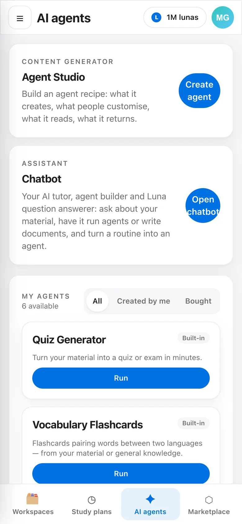 Luna on a phone: AI agents