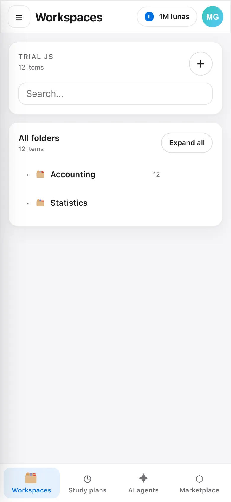 Luna on a phone: workspaces